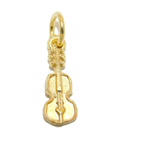 14K Double Bass Yellow Gold Pendant Charm